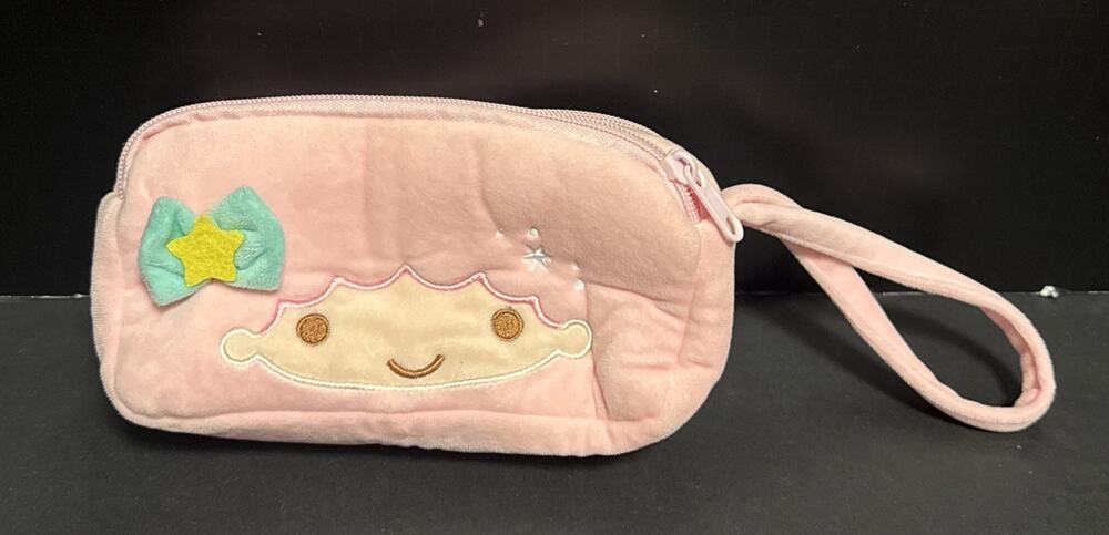 Little Twin Stars Sanrio Lala Plush Pouch Felt Makeup Wrist Bag Hello Kitty